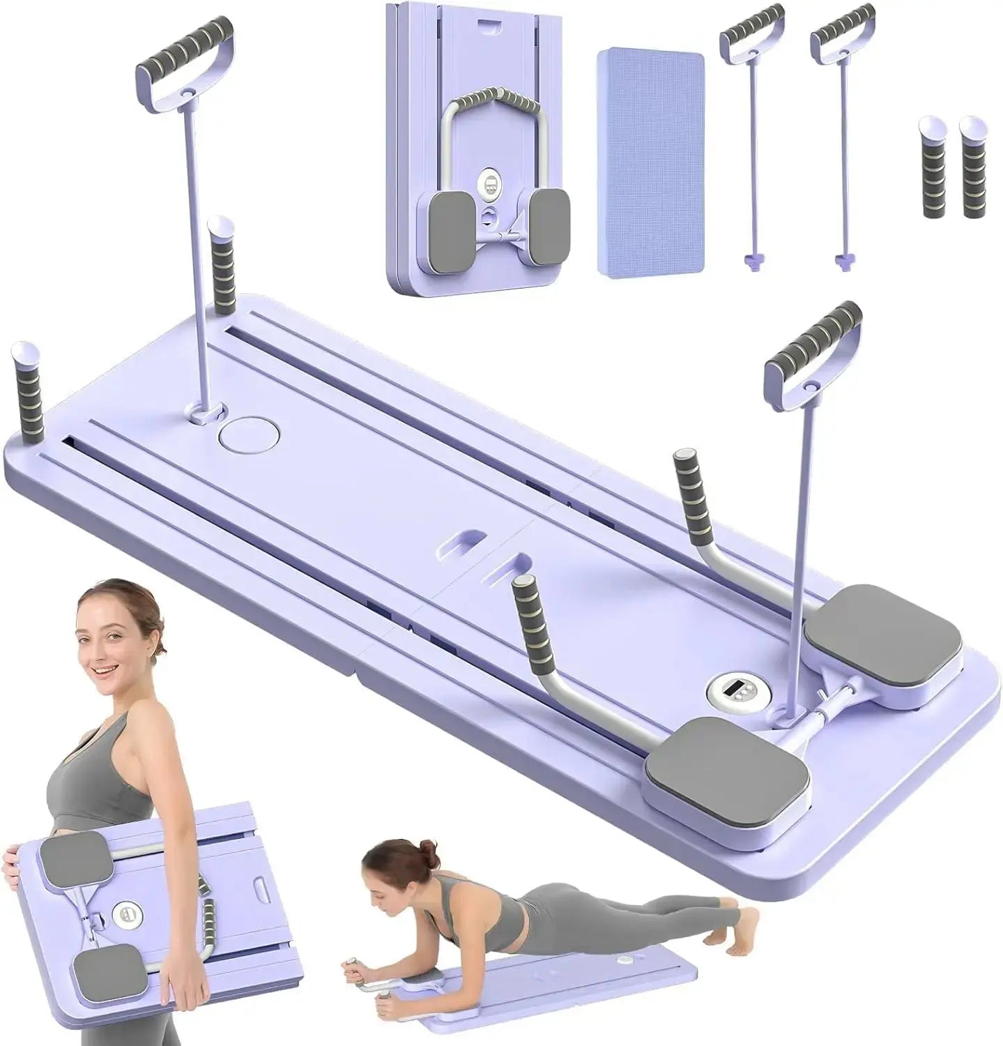 Planche de Pilate Reformer Multifonction avec Bandes de Résistance-Appareil Abdominale et Entraînement Complet du Corps pour Gym à Domicile, Pliable et Compact pour Un Rangement Facile Run Pilate